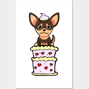 Small dog Jumping out of a cake Posters and Art